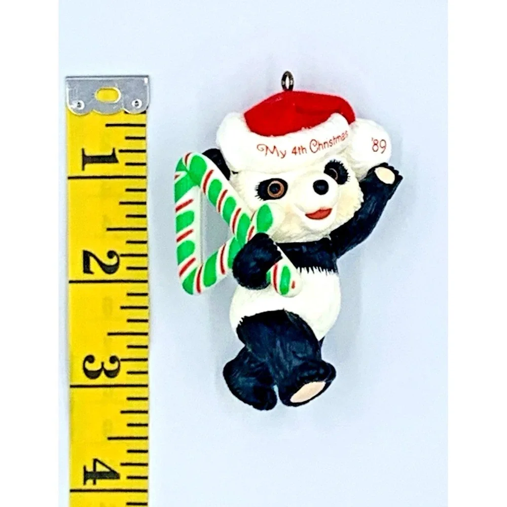 1989 Hallmark Keepsake Ornament Child's 4th Birthday Felt Hat Candy‎ Cane Bear